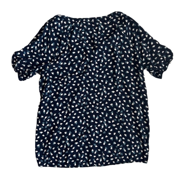 Cecil Women's Blue Heart Pattern Button Detail Short Sleeve Blouse Small - Picture 2 of 13